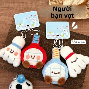 2/8 Cái Dễ Thương Sang Trọng Bộ Vợt Búp Bê Mặt Dây Chuyền Móc Khóa Túi Trang Trí Cặp Đôi Chủ Đề Hoạt Hình Phụ Kiện Thời Trang