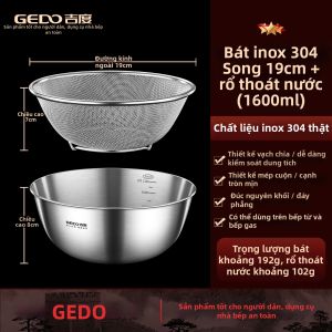 GEDO | Bộ Rổ và Chậu Tháo Nước Inox 304 Dày