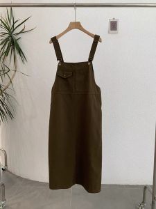 Spring Summer New Korean Style Loose Slimming Overalls Midi Length Denim Dress Women Commute Artistic Loose Waist Medium Softness