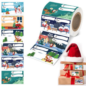 500 Pcs Christmas Gift Tags Stickers Roll Self-Adhesive Name Labels for Presents Bags Boxes Wrapping Paper