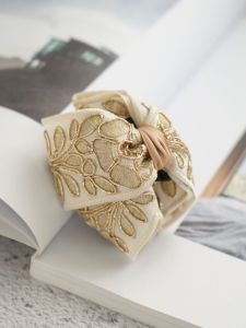 Elegant French Court-Style Embroidered Butterfly Knot Hair Clip Retro Korean Vintage Fashion Accessory for Women