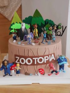 การตกแต่งเค้กสัตว์บ้าคลั่ง 12 แบบ จูดี กระต่าย นิก ลิง ฟอร์มสุนัขจิ้งจอก ไฟฟ้า สิงโต เค้กวันเกิดการตกแต่ง