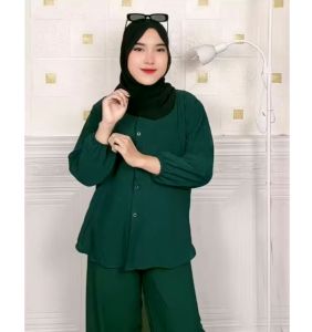 Setelan Wanita Panjang Busui Cringkle AirfllowBaju Tidur wanita ModerenOneset Virall Kekinian