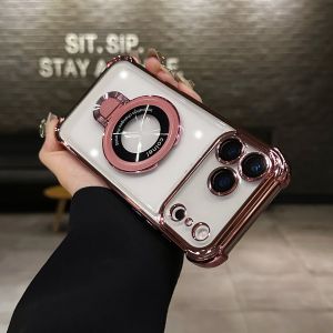 EOENKK | Shockproof Plating Magnetic Case For iPhone 17 Air 17 16 15 14 13 12 Pro Max Plus iPhone XS XR XS MAX Back Covers with Holder
