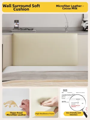 Tatami Bedside Soft Wall Surround Backrest Pad Children No Bed Head Cushion Leather Ultra Thin Stick to Wall High End Feeling