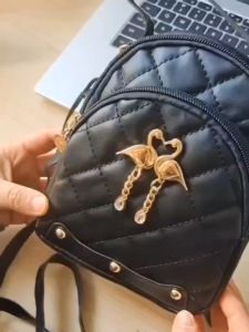 Girls Trendy Creative PU Argyle Mini Schoolbag Backpack With Swan Pendant Decor Holiday Birthday Gift