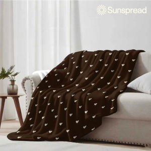 Beast Kingdom | Brown Tiny Heart Print Soft Warm Flannel Blanket Lightweight Cozy Christmas Halloween Home Decor Room