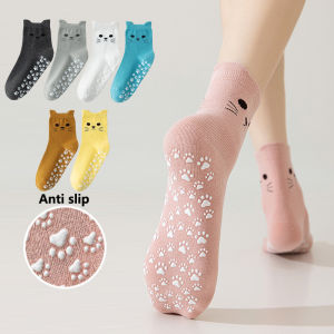 ถุงเท้าโยคะและพิลาทิสแมวน่ารักสำหรับผู้หญิงถุงเท้าเทรนด์แฟชั่นเข้าได้กับทุกชุดแนวสปอร์ตถุงเท้าทรงท่อพื้นกันลื่น