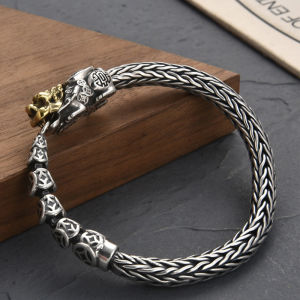 LR-Hand-woven pixiu bracelet vintage fashion feng shui coin inlay enhance your trading luck prestige wealth protection of your fortune offerings