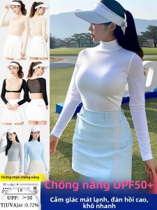 Áo Thun Lụa Băng Chống Nắng Tay Dài Golf Dành Cho Nữ Mùa Hè Mới Áo Thun Trắng Cơ Bản Chất Liệu Cotton Pha Trộn Polyester