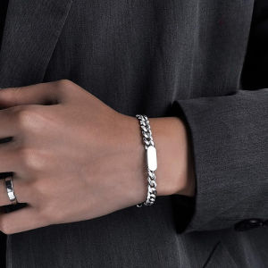 Silver Couple Personalized Engrave Bracelet Chain His and Hers Gift Wedding Birthday Gift Titanium Steel