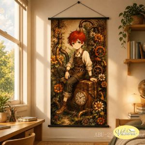 VIKAMA Phong Cách Khoa Học Viễn Tưởng Anime Cậu Bé Tàu Bay Thảm Đám Mây Phiêu Lưu Bầu Trời Thành Phố Thẩm Mỹ Phòng Ngủ Treo Tường Trang Trí Nhà Polyester