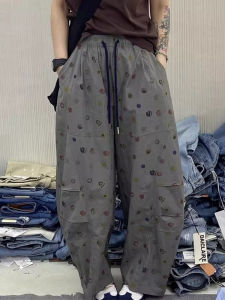 Quần Ống Rộng Cạp Cao Thời Trang Phong Cách Đường Phố Rộng Rãi Cho Nữ Mùa Hè 2025 Quần Áo Làm Việc Bằng Vải Polyester