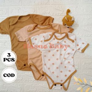 paket 3Pcs Jamper jumper Jumpsuit Bayi Baru Lahir 0 3 bulan seri Coklat - JL Baby