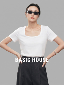 Basic House | Silk-Blend White Lightweight T-shirt Summer