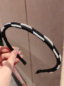 New Fashion Minimalist Cloth Pearl Thin Headband Hairband Retro Small Fragrance Style High-End Feeling Pressed Hair Card Hair Accessories