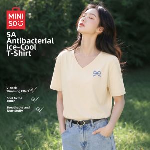 Miniso | New Summer Lightweight Five Quarter Sleeve V-Neck Women T-Shirt