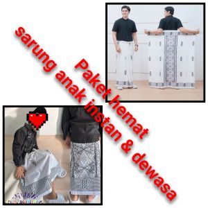 paket hemat sarung anak instan & dewasa Motif printing