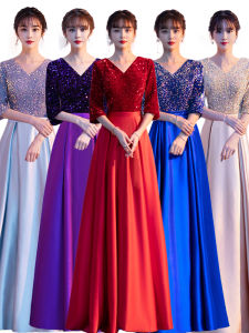 New Arrival Chorus Costume Female Dress Adult Choir Costume Red Song Recitation Host Slim-Fit Evening Dress