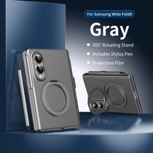 360 Full Protection Hinge Case for Samsung Galaxy Z Fold 8 Ultra 7 6 5 4 3 Leather Touch Pen Folding Cover Tempered Glass Film