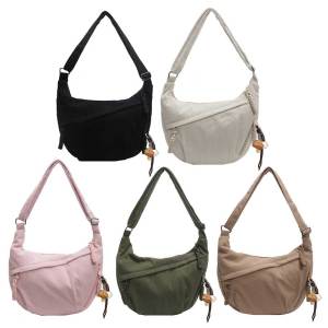 MOJOYCE Trendy Womens Corduroy Half Moon Shoulder Bag with Multiple Pockets for Organized Storage