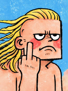 Bandai | Angry Blonde Figure Middle Finger Gesture Oil Painting By Numbers Wall Decor for Living Room Bedroom Home Decor Gift No Frame