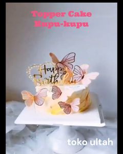 Topper Cake / Hiasan Kue Bentuk Kupu Kupu Sudah Dilengkapi Kawat dan Lem