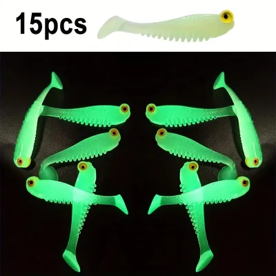 5/15/30 Glow-in-the-Dark Soft Silicone Fishing Lure 1.97 Inch Swivel Lure Set Specialized for Hunting and Fishing