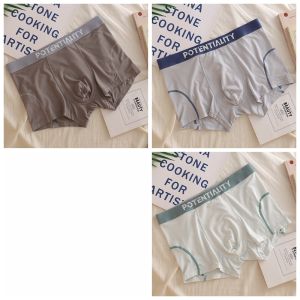 Thin Modal Men Underwear Soft Plaid Sports Style Boxers Letter Belt Pure Color Boys Boxers