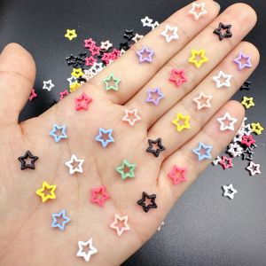 50Pcs 3D Colorful Stars Nail Decorations Hollowed Star Heart Matte Charms Nail Art Accessories Flatback Resin Nails Rhinestones