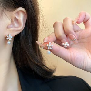 Korean Fashion Flower Earrings Elegant Zircon Simple Earring Accessories Jewelry for Women Girls