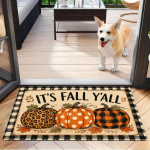 VIKAMA Vintage Farmhouse Fall Pumpkin Doormat Non-Slip Entryway Mat Thanksgiving Front Door Foyer Decor Autumn Home Decor Rug