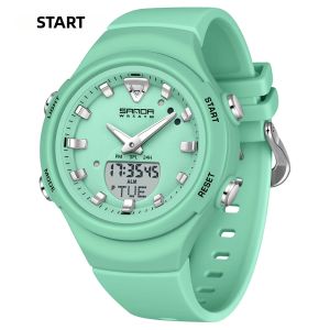 Sanda | Đồng Hồ Thể Thao Hiển Thị Kép SANDA SD6371 Dành Cho Nam Và Nữ Đồng Hồ Đeo Tay Kỹ Thuật Số Chống Nước Đa Chức Năng Phát Sáng Với Dây Đeo Silicon