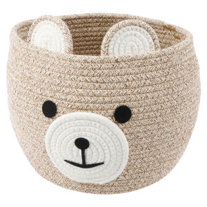 Bear Storage Basket Cotton Corded Rope Multipurpose Sundries Toy Organizer Foldable Household Gift Laundry Basket