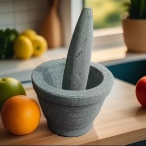 lumpang bubut 20cm satu set asli batu gunung