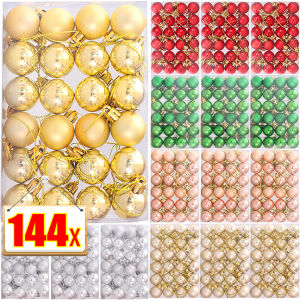 【Naitre】144Pcs Christmas Colored Balls Christmas Tree Hanging Painting Pendant Ornament DIY Home New Year Party Gift Decoration 3cm