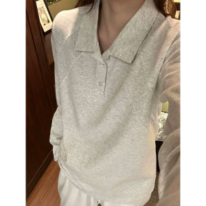 เสื้อโปโลแขนยาว Cleanfit สำหรับผู้ชาย ทรงหลวม ปกติ แขนยาว ปกติ คอกลม ทรงหลวม ฤดูใบไม้ร่วง 2025 ลำลอง สีขาว