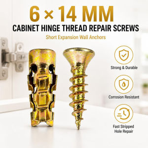 6*14mm Door Hinge Thread Repair Screws Metal Wall Anchors Self Tapping Screws Ribbed Anchors Set For House Decoration