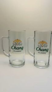 📦2ใบ📦 UG-367 : 375ml. แก้วใส มีหูจับ แก้วเบียร์ ลายริ้ว หนา อย่างดี ใบใหญ่ Union Glass (13 oz.)