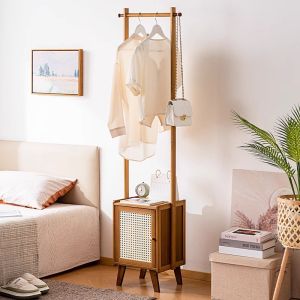 Luxurious Ultra-Narrow Integrated Bedroom Closet Stand Bamboo Material Multi-Functional Home Furniture Shirt Storage Solution