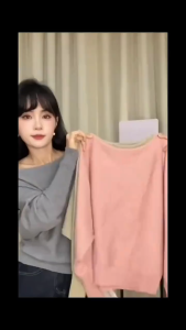 Slant Shoulder Knitted Top Womens New Style Knitted Sweater Loose And Lazy Korean Off Shoulder 2905