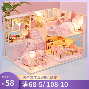 DIY Mini House Model Handmade Assembly Art Villa Toy Birthday Gift for Girls Wooden Static Model Building for Ages 14+