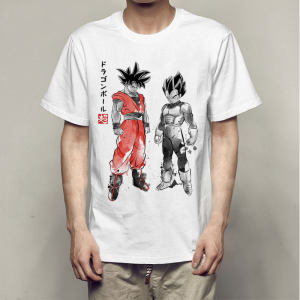 Bandai | Summer 2026Dragon Ball Monkey King & Vegeta "Ink Enemies" Retro Trend 100% Cotton Printed Loose T-shirt for Parents and Children