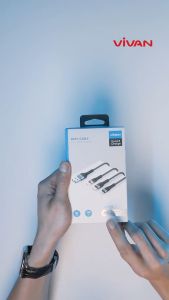 VIVAN Kabel Data 3 in 1 Fast Charging 6A Micro USB Lightning Type C VYT120 Black - Garansi Resmi