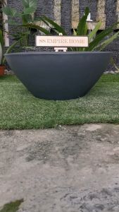 REX FP24 Fiberglass Matte Black Round Flat Conical Lotus Lily Water Plant Fish Flower Pot Pasu Bunga Garden Taman Pokok