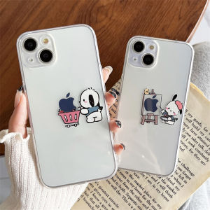 Cute Cartoon Pachat Dog Silicone Phone Case Transparent Full Cover for Apple 14 Max iPhone 13 Female Version 6s/8plus Anti-Fall 12 pro Max 16 Max/15 Shell 11