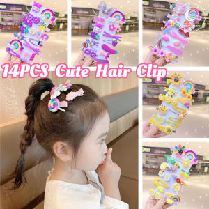 Girls Clips 14PCS Cute Hair Clip Cartoon Hairpins Sweet Girls Headdress Flower Hair Accessories for Kids