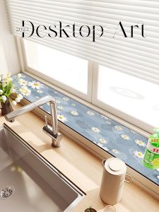 Window Sill Mat Extremely Narrow Kitchen Countertop Hydrophilic Pad Narrow Edge Wash Basin Water Draining Pad Diatom Ooze Diatom Ooze Dust-Proof Pad
