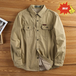 เสื้อเชิ้ตทำงานเพิ่มขนนำเข้าจากต่างประเทศเสื้อตัวนอกเสื้อผ้าฝ้ายแท้ทรงหลวมสำหรับผู้ชายเสื้อเชิ้ตไซส์ใหญ่ไม่ต้องรีดเสื้อเชิ้ตกันหนาวสำหรับฤดูใบไม้ร่วงและฤดูหนาว