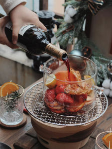 Bộ Ấm Trà Thủy Tinh Nấu Rượu Vang Đỏ Bằng Bếp Điện Bằng Gốm Sứ Trong Suốt Nấu Trà Ấm Trà Trái Cây Nồi Nấu Rượu Vang Đỏ